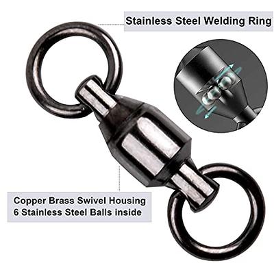 AGOOL Ball Bearing Swivel with Coastlock Snap High Strength Copper Stainless Steel Welded Ring Fishing Swivels Coated with Black Nickle Coated for