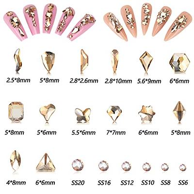 48 Pieces 3D Shiny Nail Rhinestones Luxury Nail Decoration Diamonds Metal  Nail Jewelry Nail Beauty Design Charms Gold Heart Nail Gems Crystals for  DIY