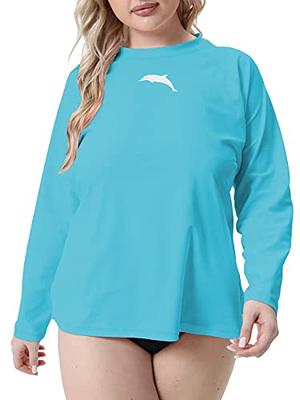 Halcurt Women's Plus Size Long Sleeve Rash Guard Loose Fit Swim Shirt  UPF50+ Sun Protection Swimsuit Top Light Blue - Yahoo Shopping