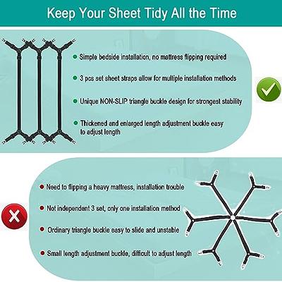 Nonslip Bed Sheet Straps Sheet Holder Straps,4 PCS Adjustable Bed Sheet  Fasteners Fitted Sheet Clips,Extra Strong Elastic Fasteners with Iron  Clips-Easy Install on Bed Sheets and Mattress Covers,Black - Yahoo Shopping