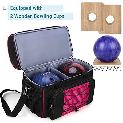 IKITEE Bowling Ball Bag, Bowling Bag for Two Balls Double Ball Tote Bag  with Padded Ball Holder, Fits Bowling Shoes Up to Mens Size 16 and Extra  Accessories