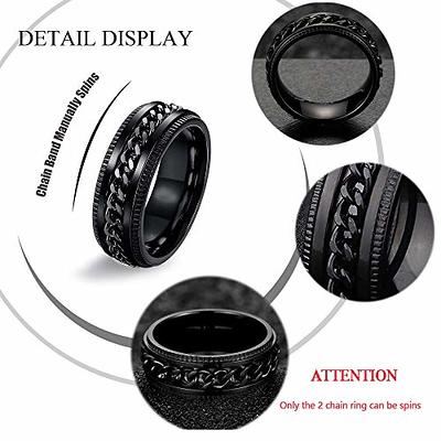 Dropship 6Pcs Stainless Band Rings For Men Women Cool Fidget Spinning Chain  Ring Anxiety Relief Simple Wedding Engagement Ring Set 8MM Size10 to Sell  Online at a Lower Price