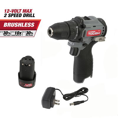 Hyper Tough 12V Max* Lithium-Ion Brushless 2-Speed 3/8-inch Drill Driver  with 1.5Ah Battery & Charger, Model 98807 - Yahoo Shopping