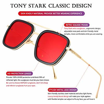 Amazon.com: FUZHITIAN Retro Square Polarized Sunglasses for Men Women  Goggle Classic Alloy Frame HERO Iron Man and Spider-Man (black grey) :  Clothing, Shoes & Jewelry