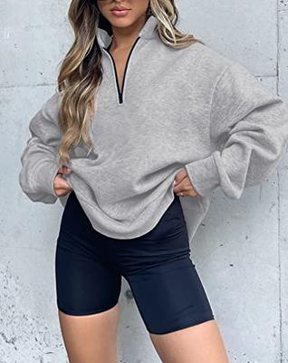 BTFBM Womens Hoodies Oversized Half Zip Pullover Sweatshirts Long