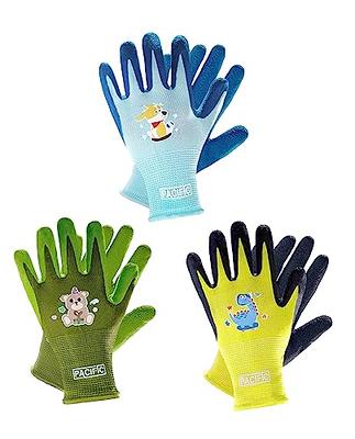 PACIFIC 3 Pairs Kids Gardening Gloves for Age 8-12, Toddler Rubber