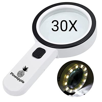 30X Handheld Large Magnifying Glass 12 LED Illuminated Lighted