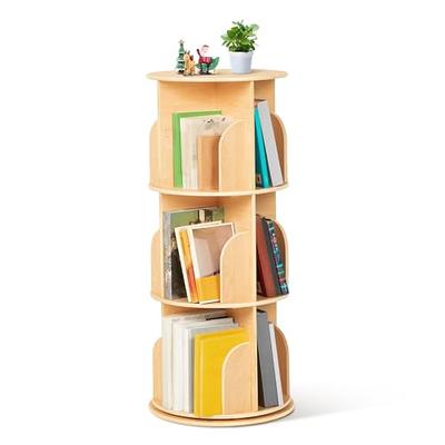 6 Shelf Bookcase Open Storage Swivel Bookcase Revolving Bookshelf 360°  Rotating Wood Bookshelves Free Standing Book Shelf Display Rack Wood 