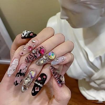 YOSOMK Luxury Press on Nails Short Pink Square Fake Nails with Designs  Rhinestones French Tip Nails Glossy Acrylic Artificial Glue on Nails for  Women