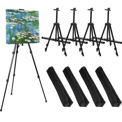 63 inch Tall Display Easel, Folding Instant Poster Easel, Black Steel Metal Telescoping Art Easel for Display Show, Easy Assembly (6pack)