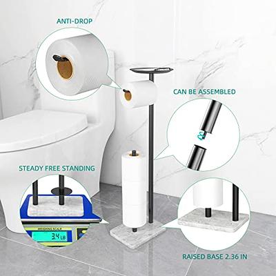 Susswiff Toilet Paper Holder Stand with Bamboo Top Storage Shelf, Black  Toilet Paper Roll Holder Free-Standing, Floor Standing Toilet Roll  Dispenser