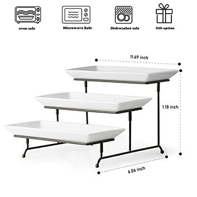 LAUCHUH 3 Tier Serving Stand Collapsible Sturdier Rack with 3 Porcelain  Serving Bowls Tier Serving Trays for Fruit Dessert Presentation Party  Display Set - Yahoo Shopping