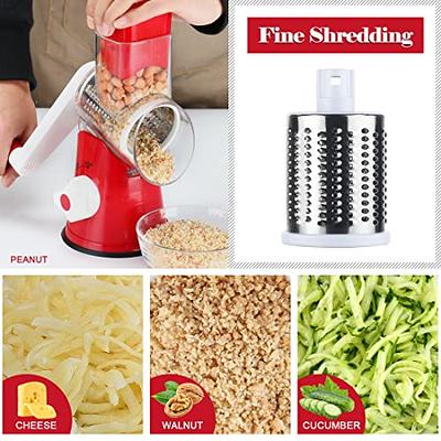 Ourokhome Rotary Cheese Grater Shredder- 3 Drum Bladea Manual Slicer Nut  Grinder