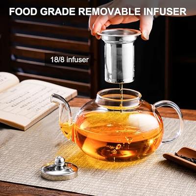 Glass Teapot - 54oz/1600ml Tea Pots with Scale Line, Glass Teapot with  Infuser for Loose Tea, glass tea kettle for stove top, Blooming and Loose  Leaf Tea Maker - Yahoo Shopping