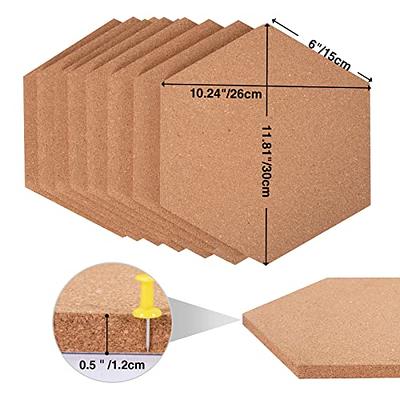 BlueGift Hexagon Cork Board Tiles 11.81”X 10.24” – 1/2” Thick Self