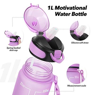 44OZ Clear Water bottle, with handle and mobile phone bracket, flexible  dust cover, leak-proof BPA-free, make sure you drink enough water, gym