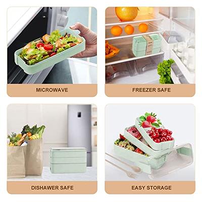 Eco Friendly Wheat Straw Stackable Bento Box Lunch Box for Adults and Kids  Dishwasher and Microwave Safe Leak Proof 2 Dividers 