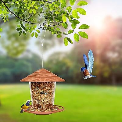 Hanging Bird Feeder Squirrel Proof for Outdoor Wild Bird Seed, Outside,  Garden Yard Decoration (Brown)