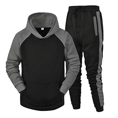 Men's Winter Sherpa Fleece Lined Sportswear 2 Pieces Set Zip up Hoodie  Jacket & Jogger Trouser Tracksuit (Black Crop Pants, M) : :  Fashion