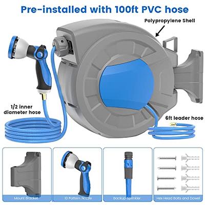 REDUCTUS Retractable Garden Hose Reel Wall Mount 1/2 x 75 ft Retractable Hose  Reel with 10 Pattern Nozzle, Automatic Slow Rewind System/Lock Any  Length/180°Swivel Hose Reel for Outside - Yahoo Shopping