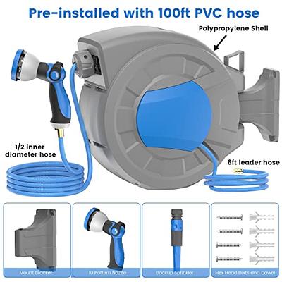 REDUCTUS Retractable Garden Hose Reel Wall Mount 1/2 x 75 ft