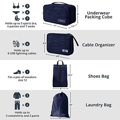 NICOSHOW Compression Packing Cubes Travel Organizer, 7 Set Packing Cubes  for Carry-on Luggage with 3 Compressible Luggage Cubes, Shoe Bag, Underwear