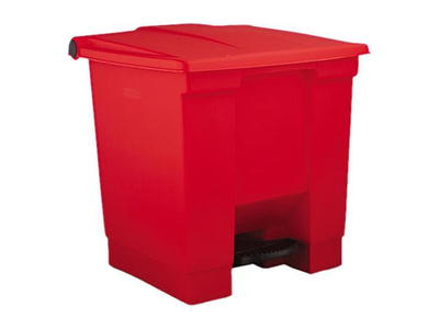 Lavex 23 Gallon Red Slim Rectangular Trash Can with Drop Shot Lid