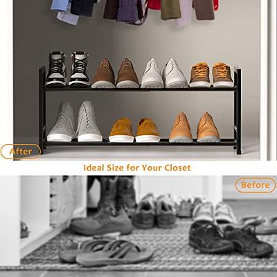 Bumusty Expandable 2 Tier Shoe Organizer Rack, Shoe Rack for Closet Dorm, Closet  Shoe Rack Storage, Small Shoe Rack for Entryway Small Space Floor Door,  Black - Yahoo Shopping