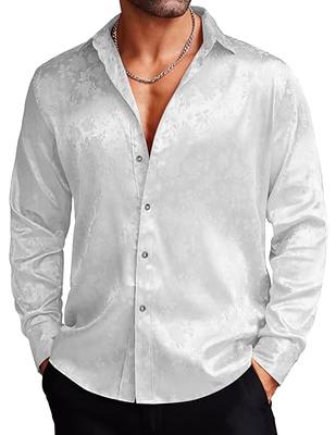 COOFANDY Mens Dressy Casual Shirt Short Sleeve Wedding Dress Shirts