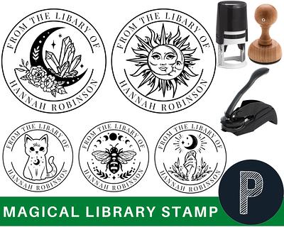 Magic & Celestial Library Of Stamp Or Embosser, Custom Stamp, Personalized  Book This Belongs To Ex Libris Embosser - Yahoo Shopping