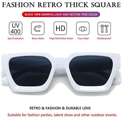 AIEYEZO Square Sunglasses for Women Men Square Thick Frame Sun Glasses  Simple Designer Style Shades