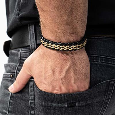 Mens Bead Bracelets 3x Leather Cord Beaded Bracelet Set Gift for Him Men  Boys | eBay