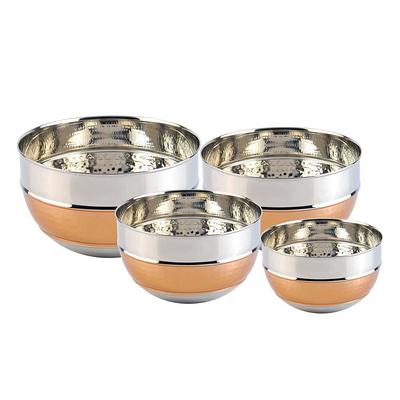 LEXI HOME 4-Piece Premium 2-Tone Stainless Steel Hammered Mixing