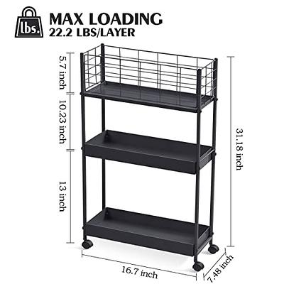 KINGRACK 3-Tier Storage Rolling Cart, Metal Utility Cart with