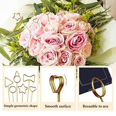 wexpw 50 Pieces Gold Floral Card Holder Clips Metal Wire Card Holder Floral  Card Holder Picks 12inch Metal Wire Floral Picks Metal Floral Place Card  Holder Photo Memo Holder Pick (Star) 