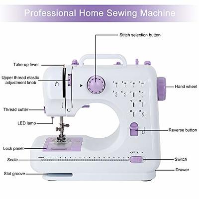 Sewing Machine for Beginners, 12 Built-In Stitches Portable Sew Machines with Reverse Option for Clothing Repairs - Electronic