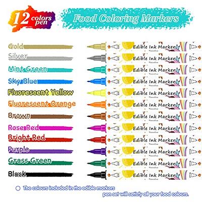 Edible Markers Food Coloring Pens 12 Colors,Upgrade Double Sided