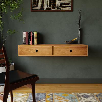 Office Table, Small Desk, Bureau, With Black Drawers, Mid Century Modern,  Oak Wood, Customized Size and Finish 