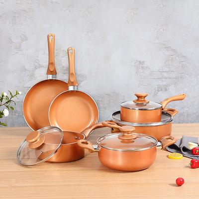 13 Piece Copper Cookware Set Ceramic Non Stick Pan Induction Saucepan  Aluminum