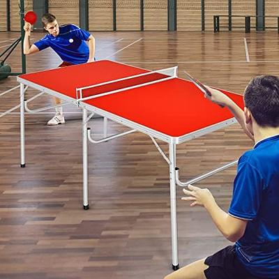  KL KLB Sport 6ft Mid-Size Table Tennis Table Foldable &  Portable Ping Pong Table Set for Indoor & Outdoor Games with Net, 2 Table  Tennis Paddles and 3 Balls 