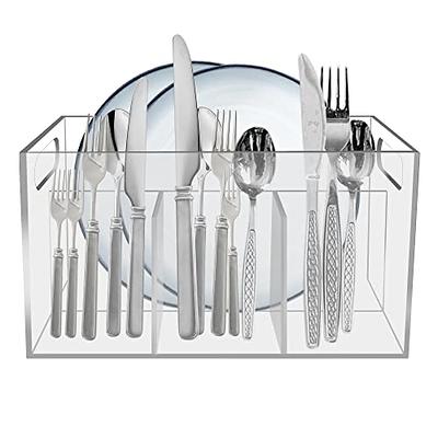 Paper Plate Holder, Plastic Silverware Caddy, Plastic Utensil Dispenser for  Party Buffet Camping BBQ, Disposable Spoon Fork Knives Dish Cup Napkin  Storage Organizer for Kitchen Counter (White) - Yahoo Shopping