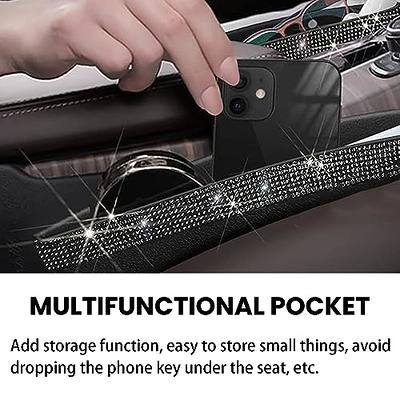 BELOMI Car Seat Gap Filler Organizer, 2 Pack Diamond Crystal Auto Console  Side Extra Storage Box, Front Seat Crevice Holder for Phone Glasses Key,  Universal Car Seat Gap Storage Pocket (Black) 