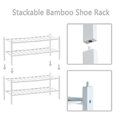 Furshus Long Shoe Rack, 3-Tier Bamboo Stackable Shoe Shelf Storage  Organizer, Shoe Stand for Closet, Entryway and Hallway