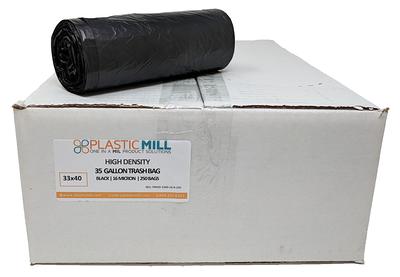 35 Gallon Garbage Bags, High Density: Clear, 16 Micron, 33x40, 100 Bags.