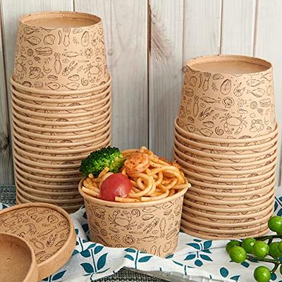 16oz Disposable Kraft Paper Soup Containers with Vented Lids Food