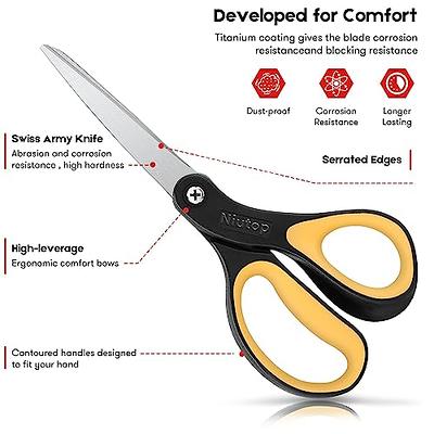 1 All Purpose Scissor Stainless 8 inch Steel Blades Ergonomic Soft Grip Craft