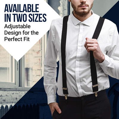Buy HISDERN Suspenders for Men Tuxedo Suspender Mens Trouser Braces X-Back  with Strong Clips Black at