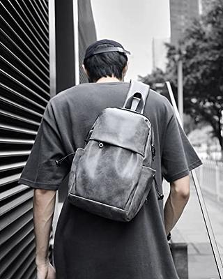 SEAFEW Black Small Sling Crossbody Backpack Shoulder Bag for Men