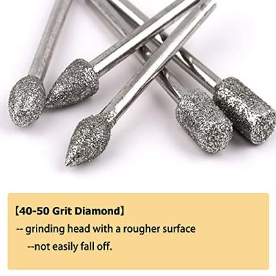 Stone Carving Set Diamond Burr Bits Compatible with Dremel, 11PCS Polishing  Kits Rotary Tools Small Long Cone Accessories with 1/8' Shank For Carving