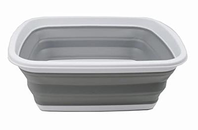 SAMMART 12L (3.17 Gallon) Collapsible Tub - Foldable Dish Tub - Portable Washing Basin - Space Saving Plastic Washtub (1, Grey/Black)